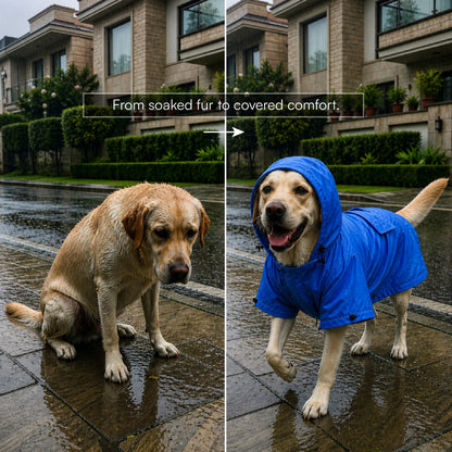 Rover Raincoat – Waterproof Dog Raincoat with Hood, Reflective Strip, Leash Opening & 3-Point Velcro for Monsoon Walks