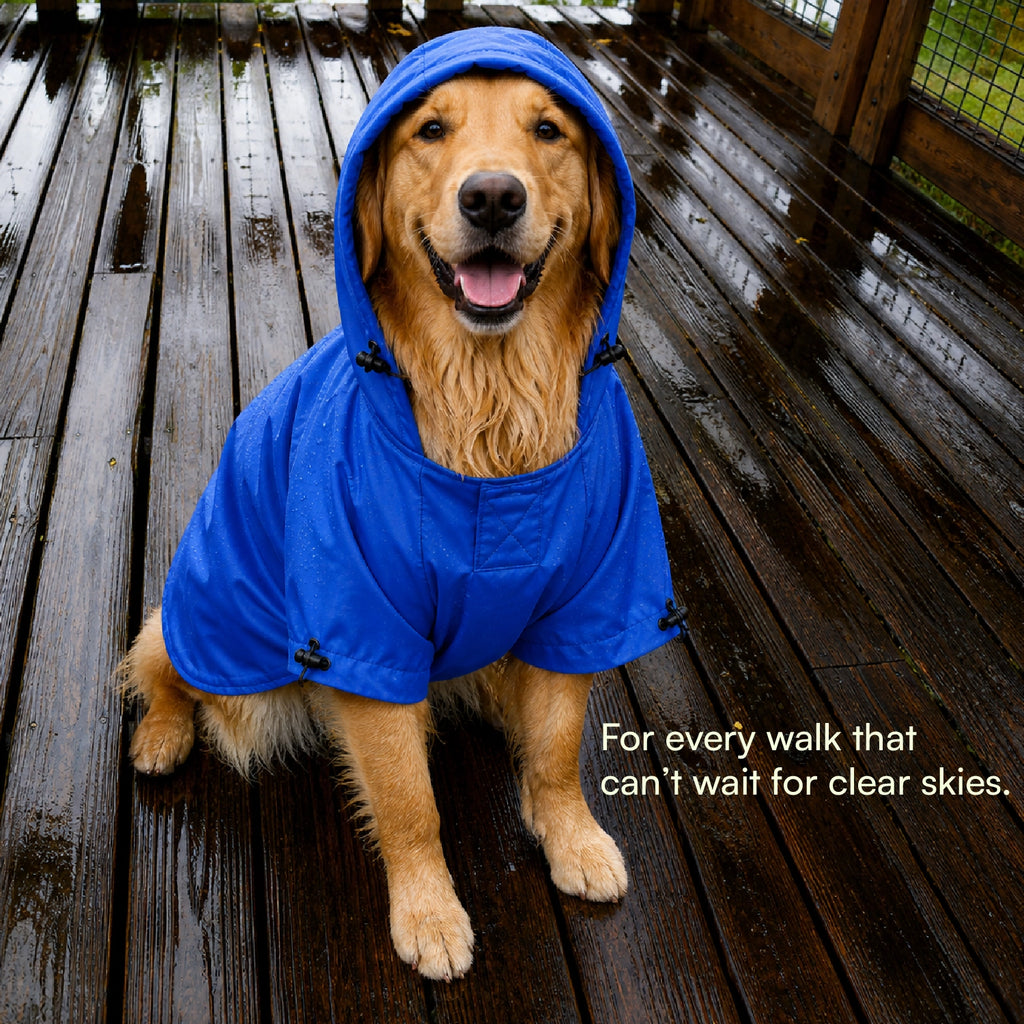 Rover Raincoat – Waterproof Dog Raincoat with Hood, Reflective Strip, Leash Opening & 3-Point Velcro for Monsoon Walks