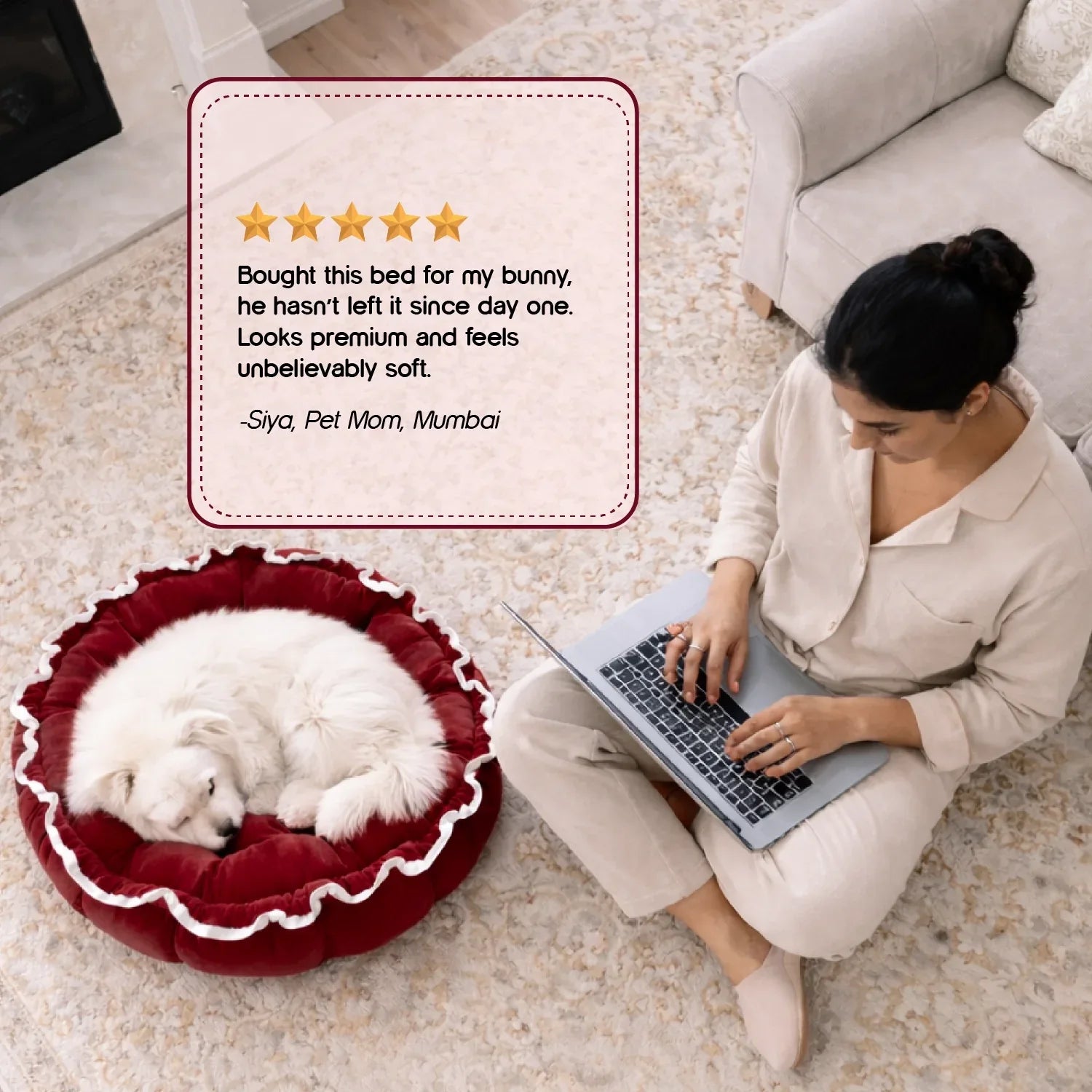 Roselyn Bed – 2-in-1 Convertible Lounge & Bed for Small Dogs & Cats