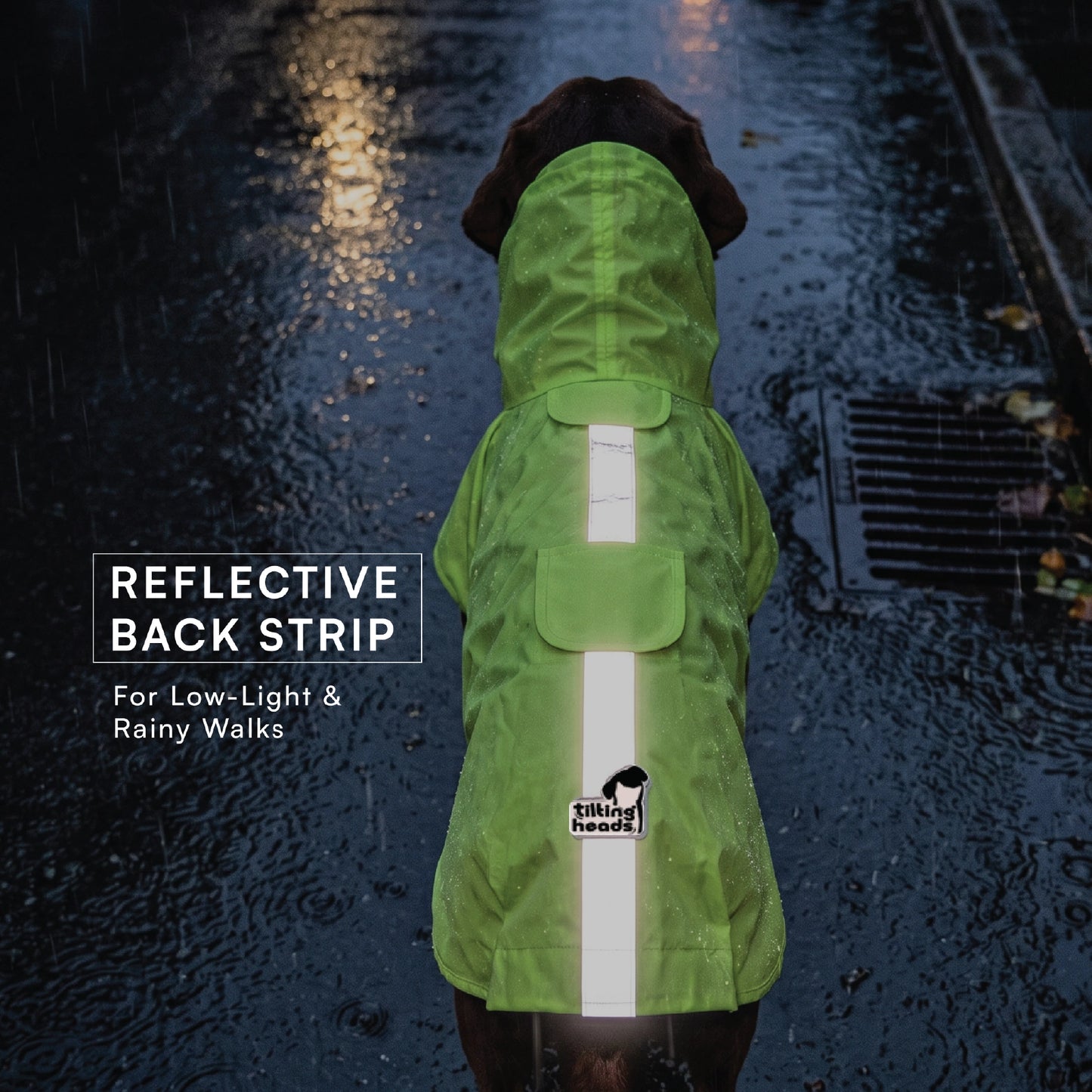 Rover Raincoat – Waterproof Dog Raincoat with Hood, Reflective Strip, Leash Opening & 3-Point Velcro for Monsoon Walks