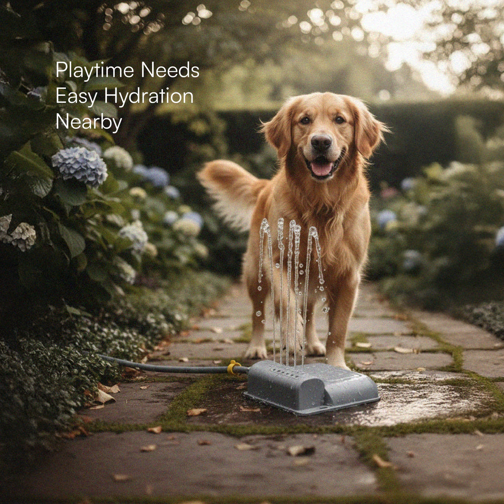 Splash Spring Fountain – Paw-Activated Outdoor Dog Water Fountain | Step-On Dog Water Dispenser with Hose Connection for Yard & Garden