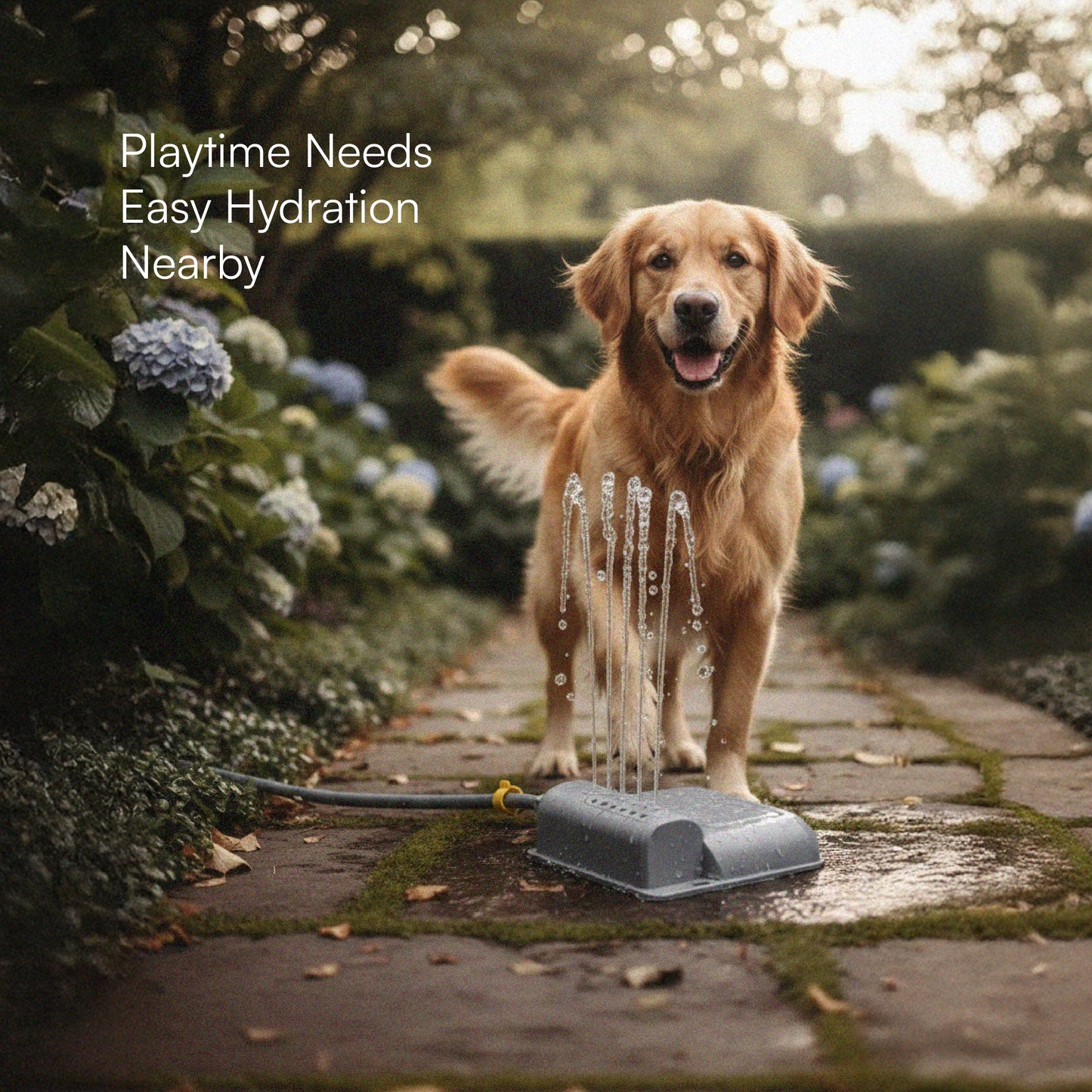 Splash Spring Fountain – Paw-Activated Outdoor Dog Water Fountain | Step-On Dog Water Dispenser with Hose Connection for Yard & Garden