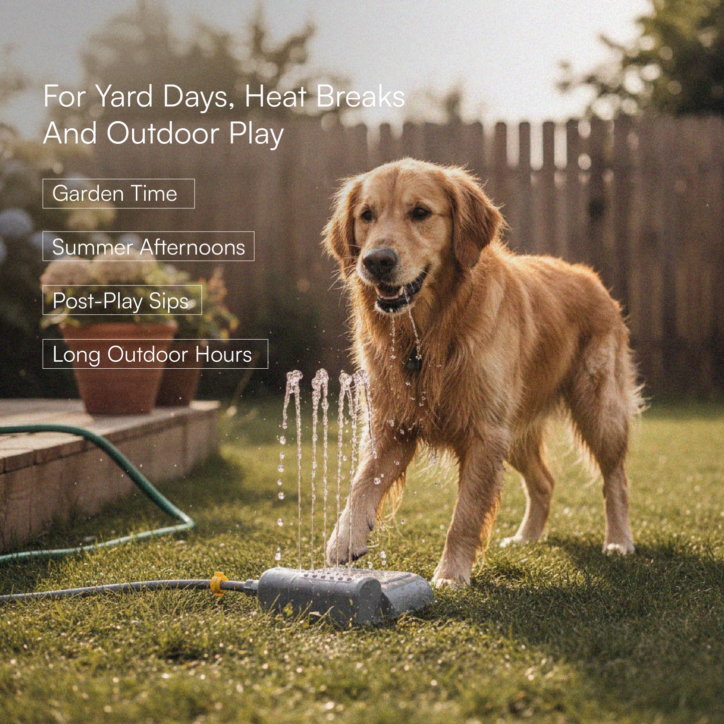 Splash Spring Fountain – Paw-Activated Outdoor Dog Water Fountain | Step-On Dog Water Dispenser with Hose Connection for Yard & Garden