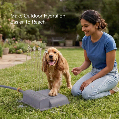 Splash Spring Fountain – Paw-Activated Outdoor Dog Water Fountain | Step-On Dog Water Dispenser with Hose Connection for Yard & Garden