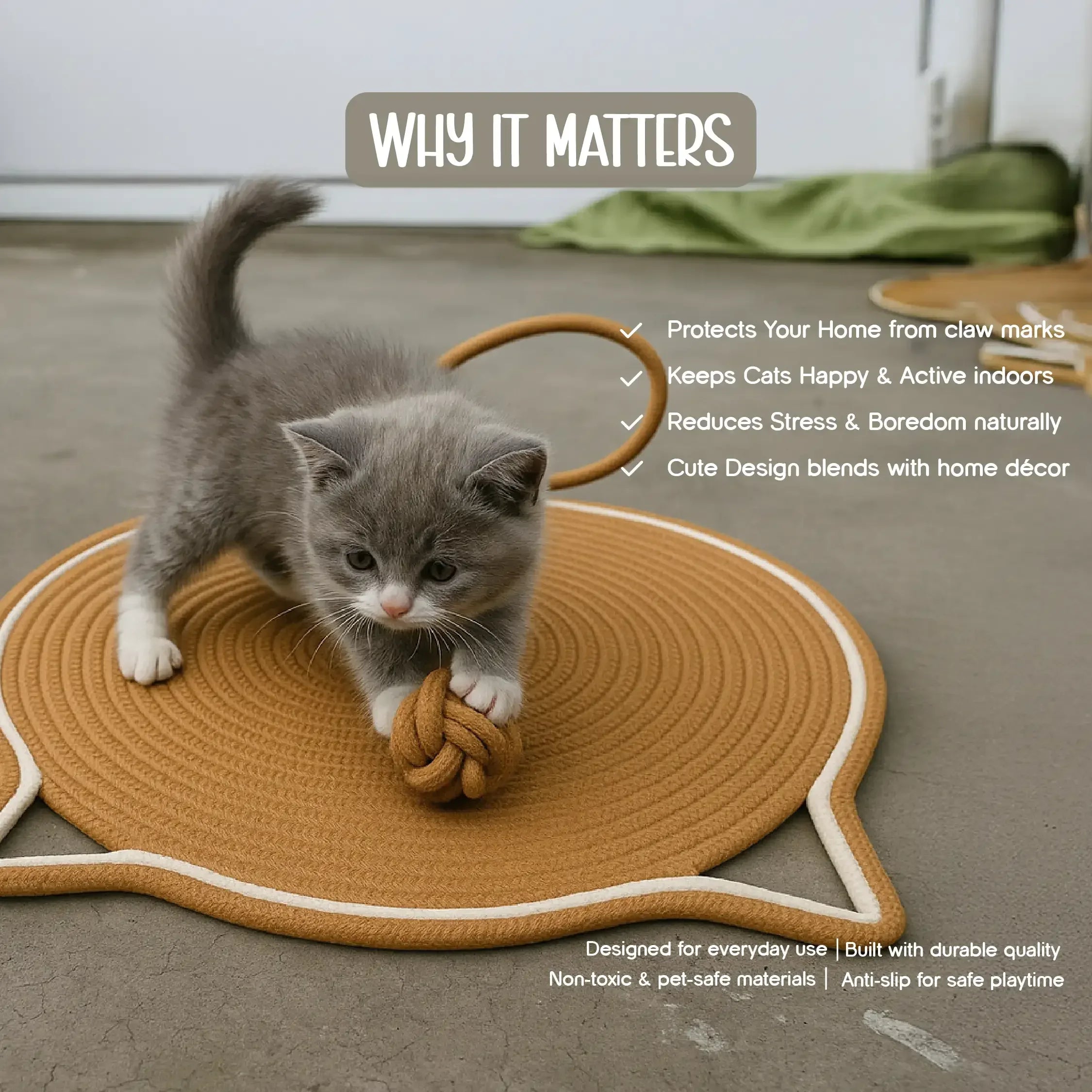 Scratchet Mat – Fun, Anti-Slip & Safe Cat Scratching Spot - Tilting Heads