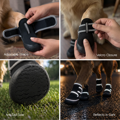 SnugSole Boots | Dog Boots for Hot Pavement & Rain | Anti-Slip Waterproof Paw Protection