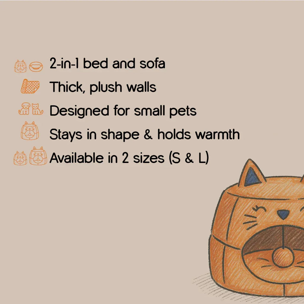 Dreamscape Cat Cave | 2-in-1 Cozy Sofa Cum Bed | Just for Your Pet - Tilting Heads