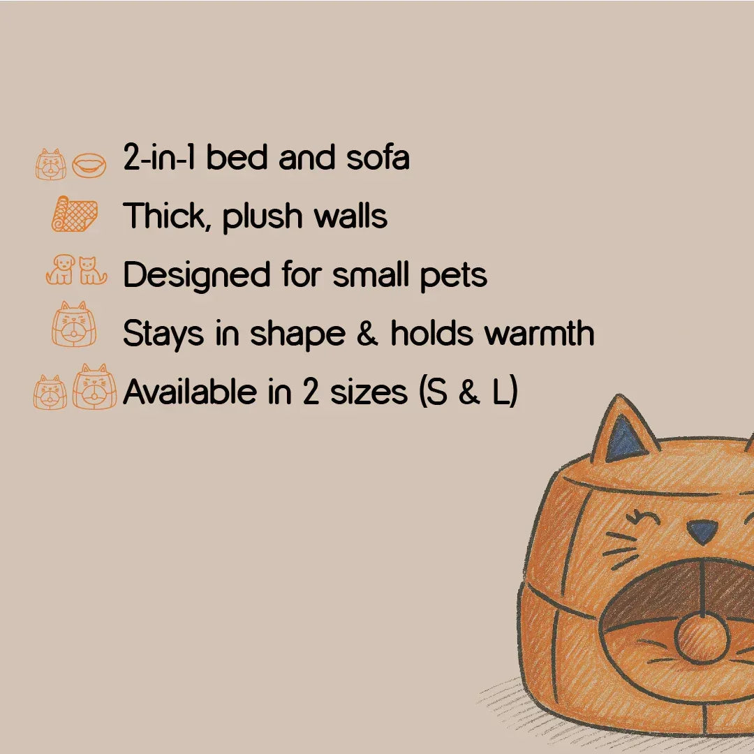 Dreamscape Cat Cave | 2-in-1 Cozy Sofa Cum Bed | Just for Your Pet - Tilting Heads