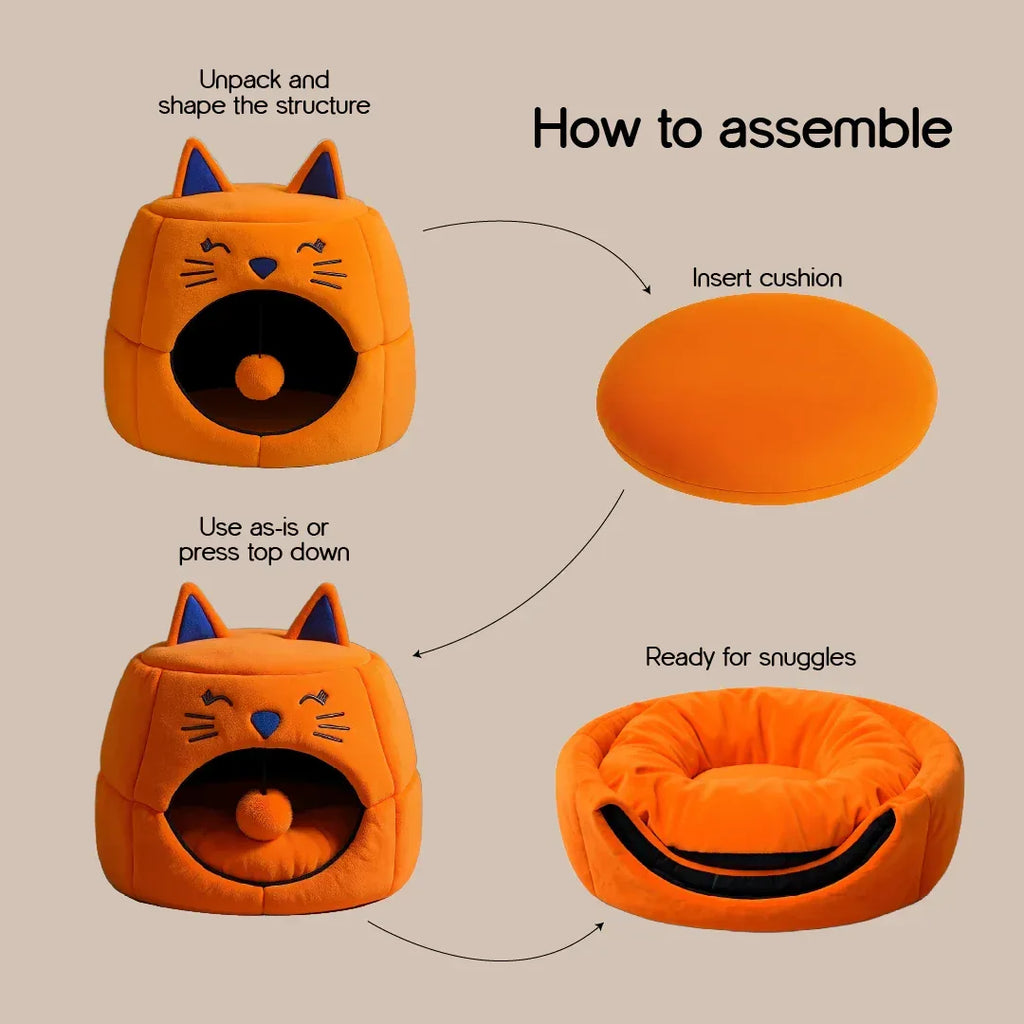 Dreamscape Cat Cave | 2-in-1 Cozy Sofa Cum Bed | Just for Your Pet - Tilting Heads