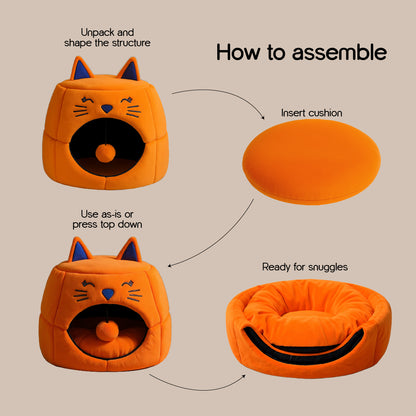 Dreamscape Cat Cave | 2-in-1 Cozy Sofa Cum Bed | Just for Your Pet