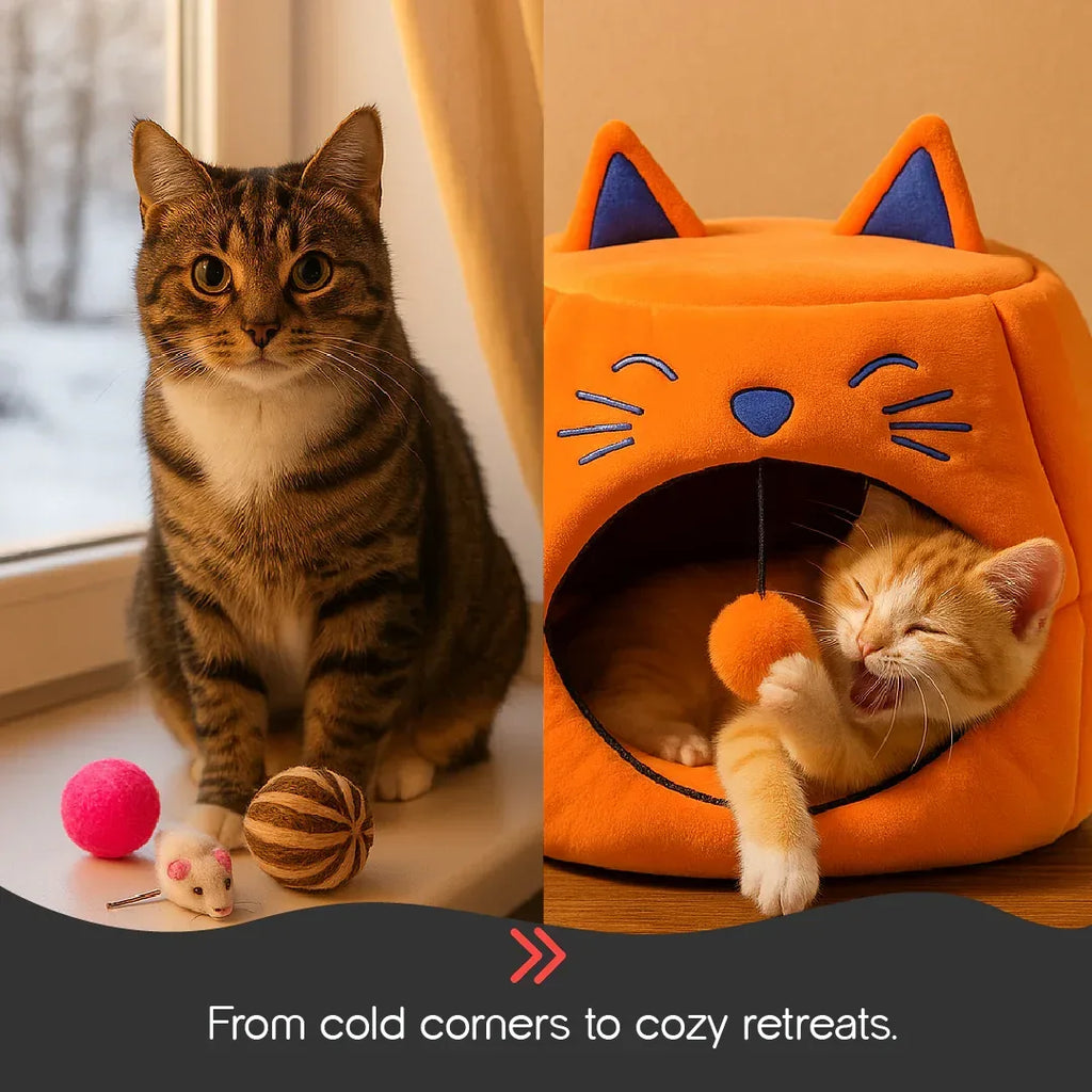 Dreamscape Cat Cave | 2-in-1 Cozy Sofa Cum Bed | Just for Your Pet - Tilting Heads
