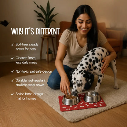 Magnora Mat | Mess-Free Mealtimes | Magnetic Grip & Dual Steel Bowls