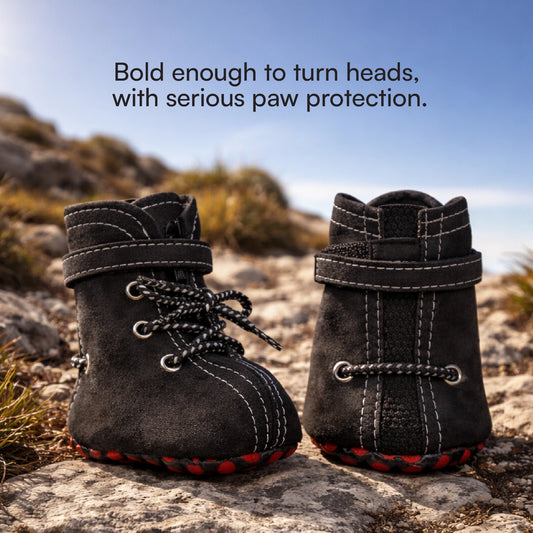 CrimsonTrail Boots – Anti-Slip Waterproof Faux Leather Paw Protector Shoes with Velcro Strap & Zip Closure