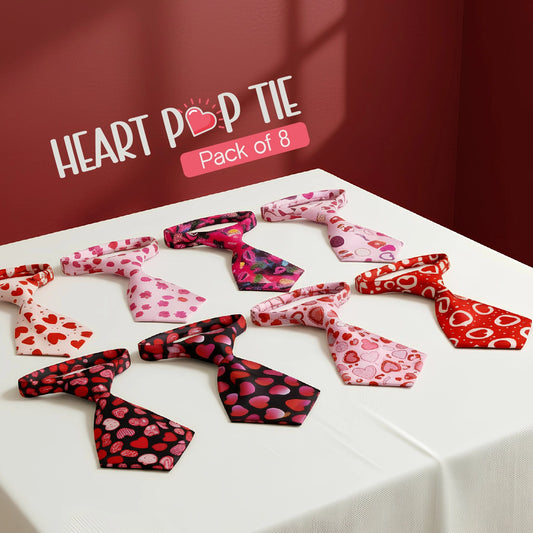 Heart Pop Tie – Pack of 8 Stylish Ties for Dogs & Cats