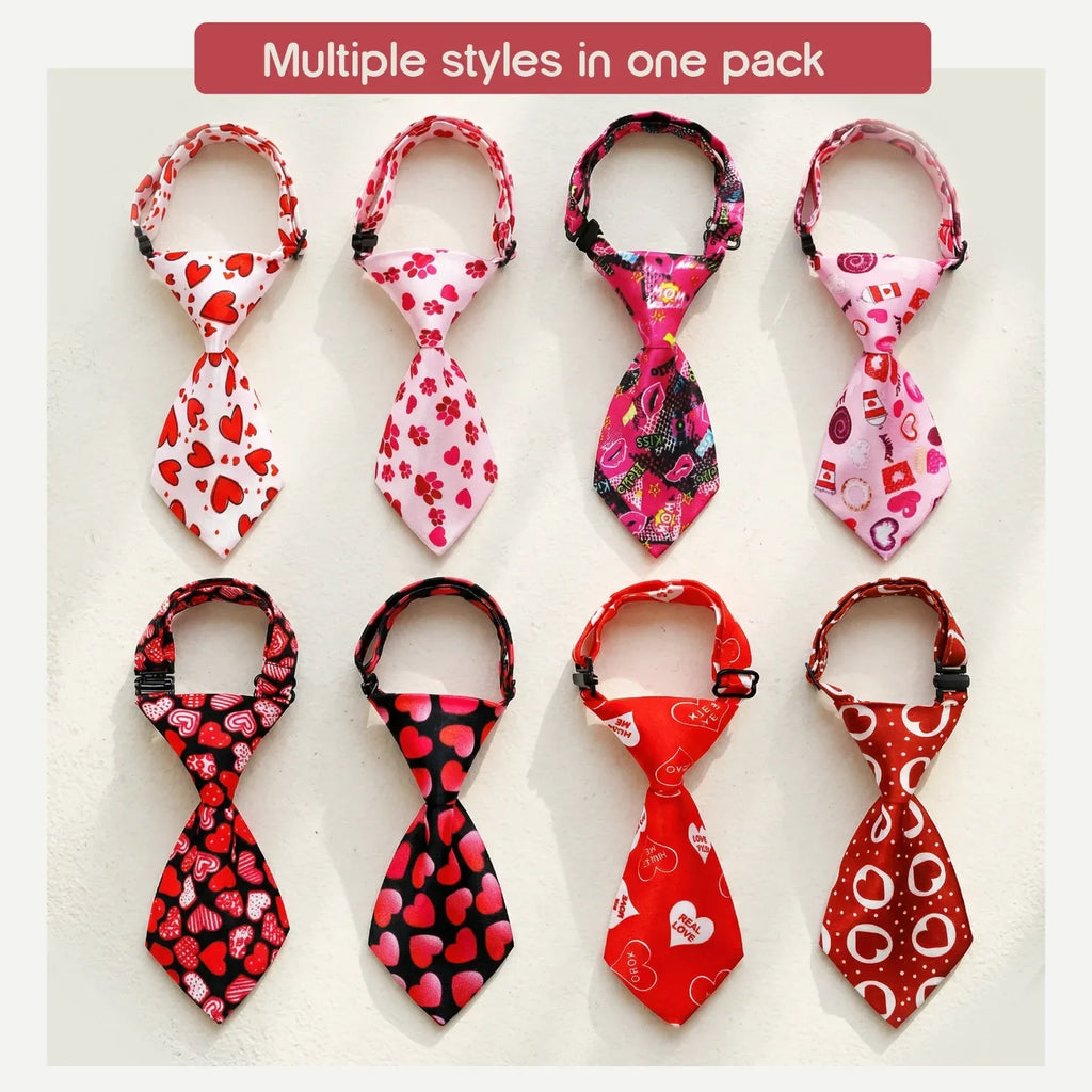Heart Pop Tie – Pack of 8 Stylish Ties for Dogs & Cats