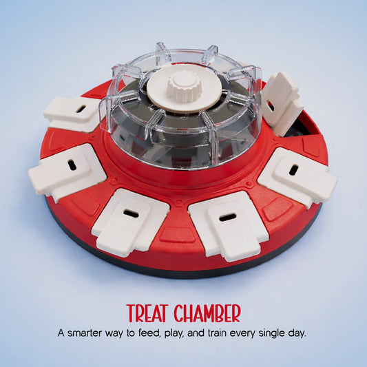Treat Chamber – Interactive Slow Feeder Dog Puzzle Toy | Rotating Treat Dispenser with 8 Compartments for IQ Training & Mental Stimulation