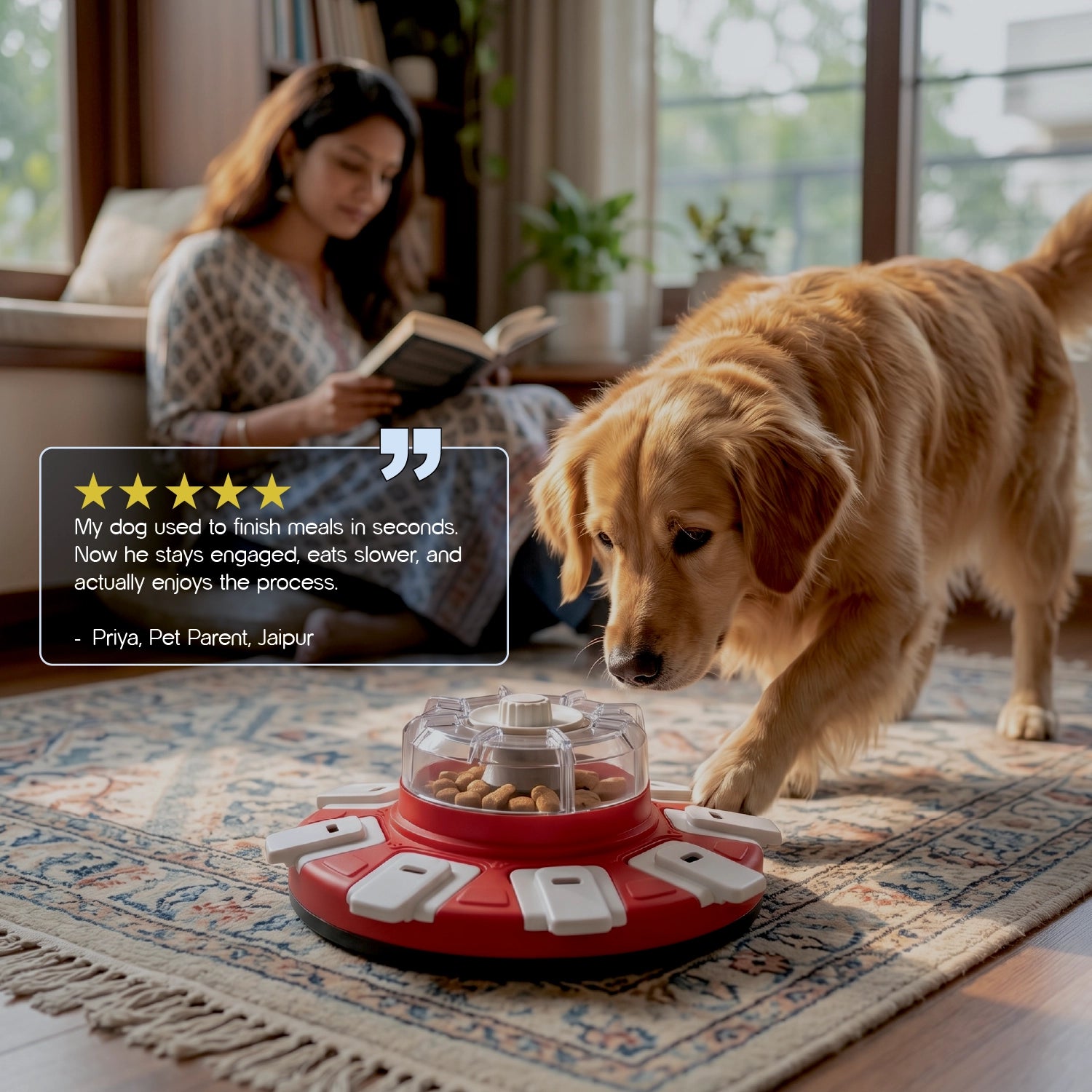 Treat Chamber – Interactive Slow Feeder Dog Puzzle Toy | Rotating Treat Dispenser with 8 Compartments for IQ Training & Mental Stimulation
