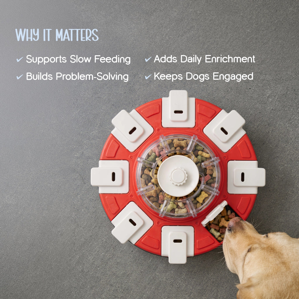 Treat Chamber – Interactive Slow Feeder Dog Puzzle Toy | Rotating Treat Dispenser with 8 Compartments for IQ Training & Mental Stimulation