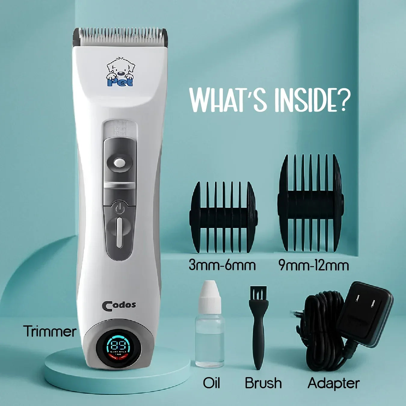 Tilting Heads Codos CP-9600 Pet Clipper | Quiet & Safe Grooming - Tilting Heads