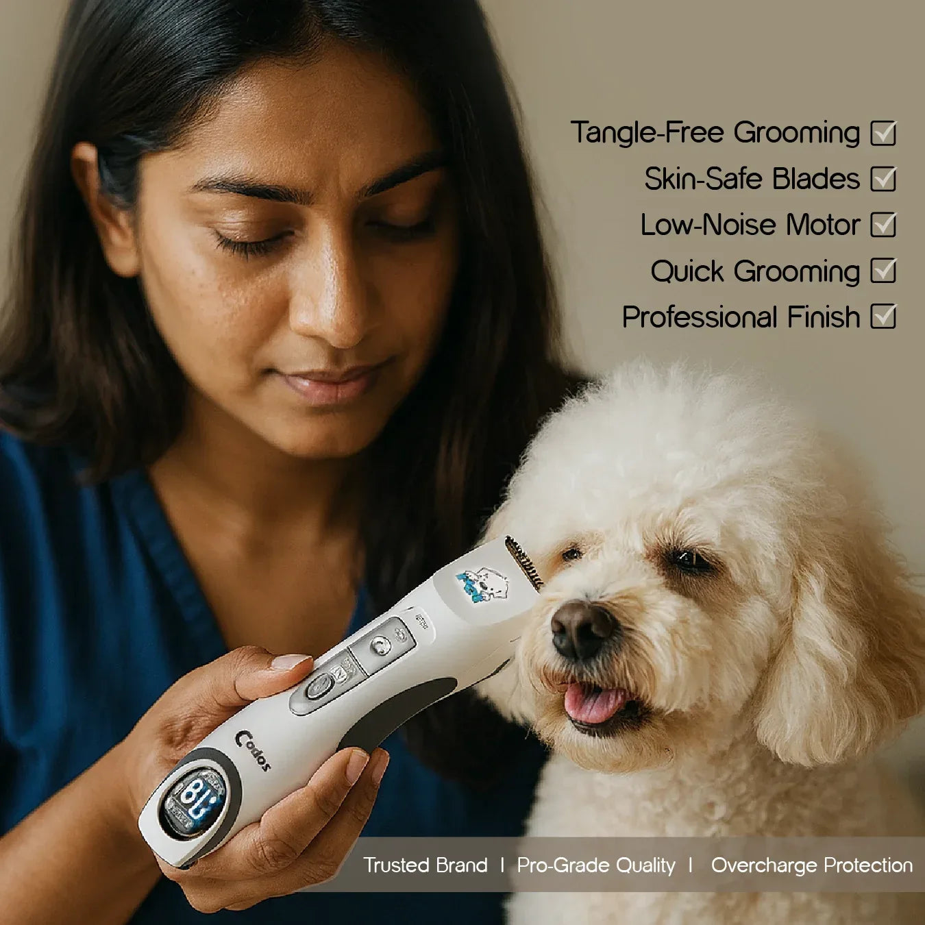 Tilting Heads Codos CP-9600 Pet Clipper | Quiet & Safe Grooming - Tilting Heads
