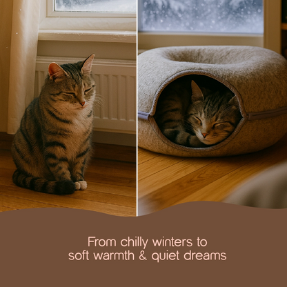 CurlCove Tunnel Bed | Warm, Cozy & Playful Hideout for Cats