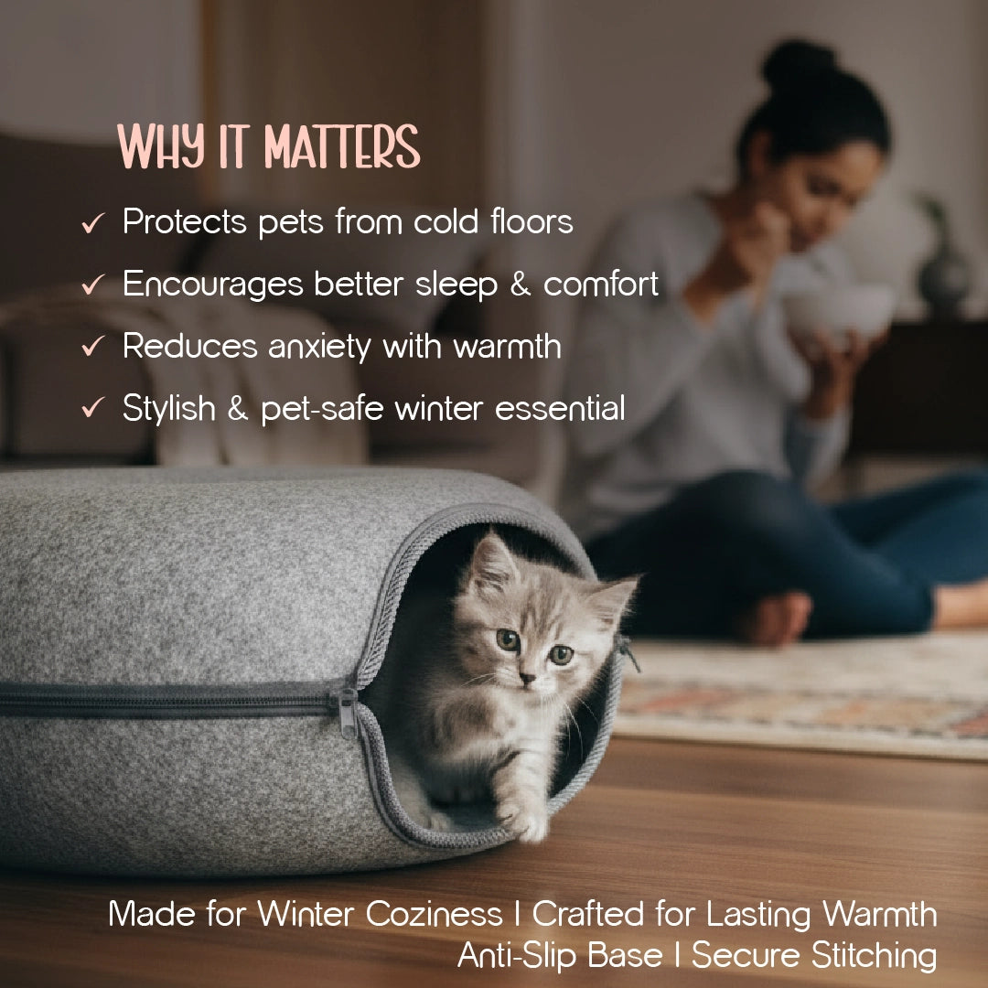 CurlCove Tunnel Bed | Warm, Cozy & Playful Hideout for Cats