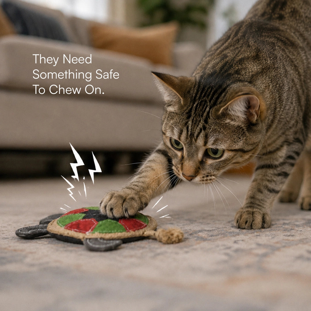 TurtleChew Toy Organic Jute Chew & Tug Toy For Dogs & Cats