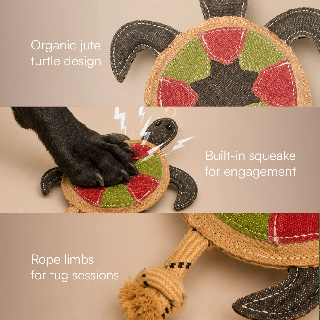 TurtleChew Toy Organic Jute Chew & Tug Toy For Dogs & Cats