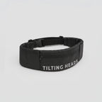 Black waist dog belt with front zip pocket and “TILTING HEADS” lettering