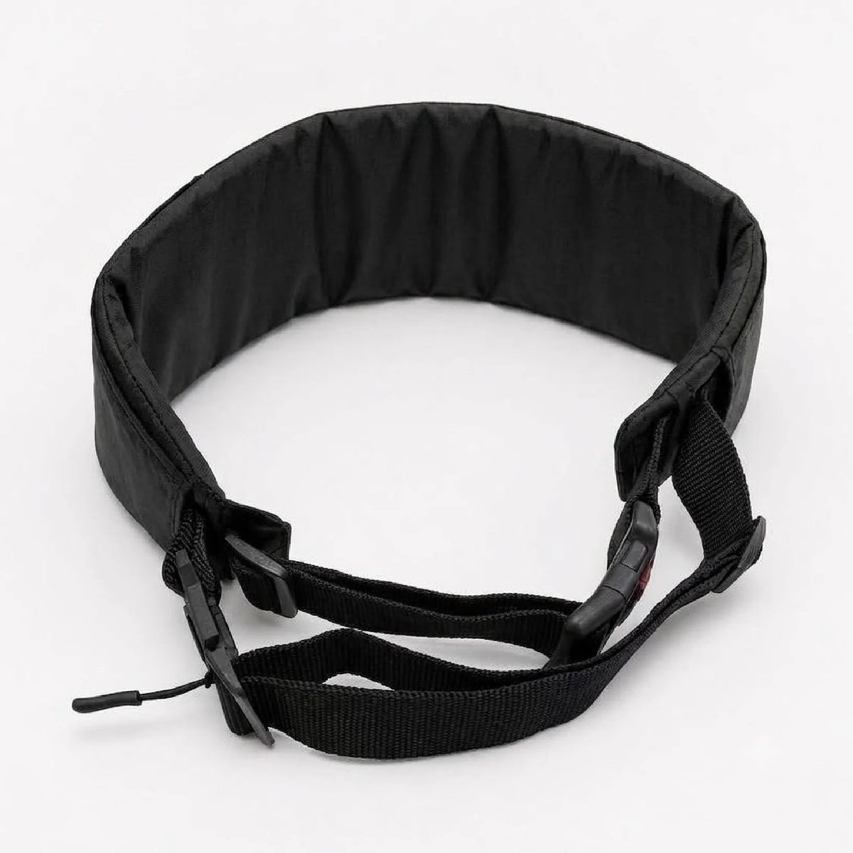 Black adjustable dog belt with wide strap and dual side connectors
