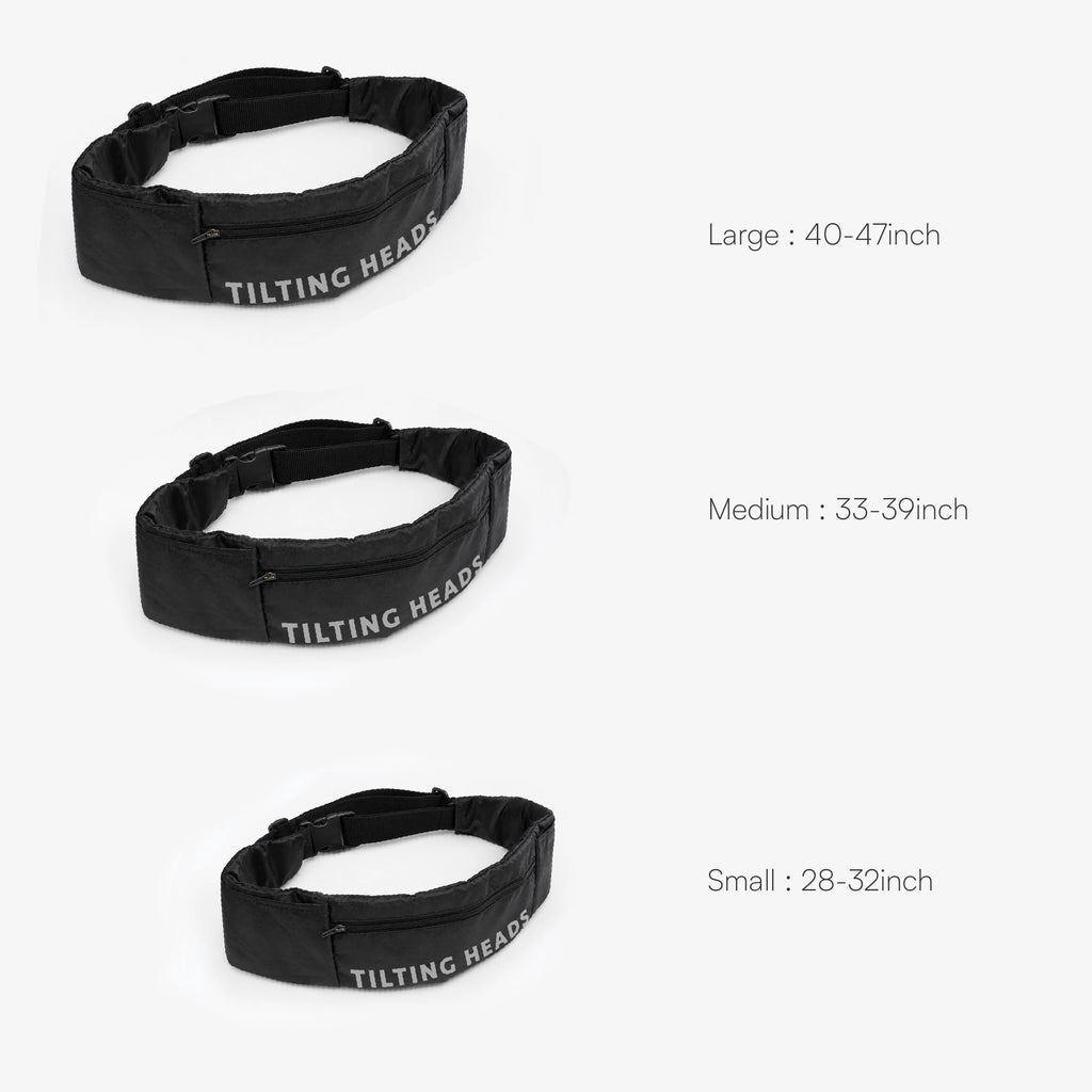 Black dog belt set shown in Large 40–47in, Medium 33–39in, Small 28–32in