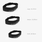 Black dog belt set shown in Large 40–47in, Medium 33–39in, Small 28–32in