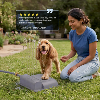 Splash Spring Fountain – Paw-Activated Outdoor Dog Water Fountain | Step-On Dog Water Dispenser with Hose Connection for Yard & Garden