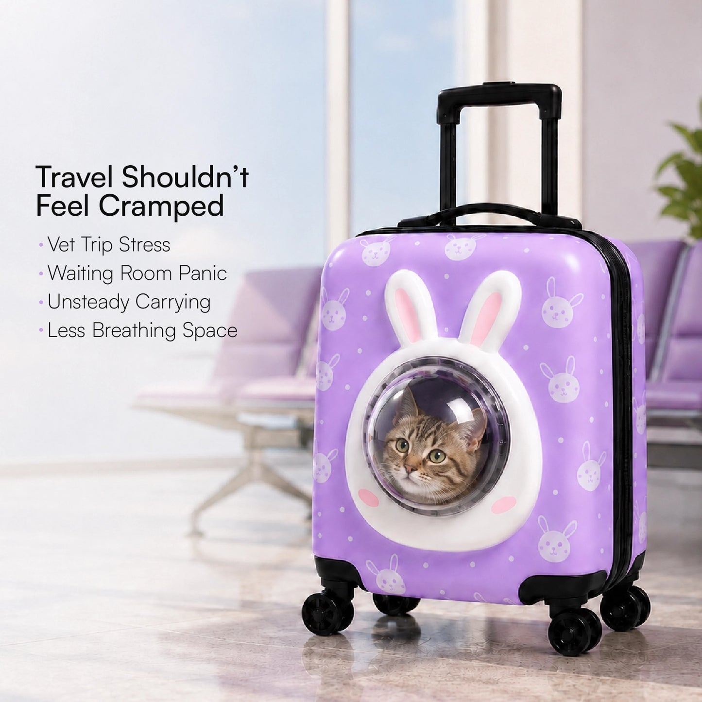 Wander Whiskers | Suitcase-Style Pet Carrier | Air-Comfy Travel