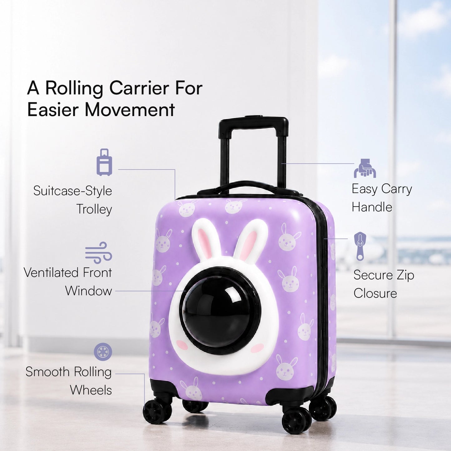 Wander Whiskers | Suitcase-Style Pet Carrier | Air-Comfy Travel