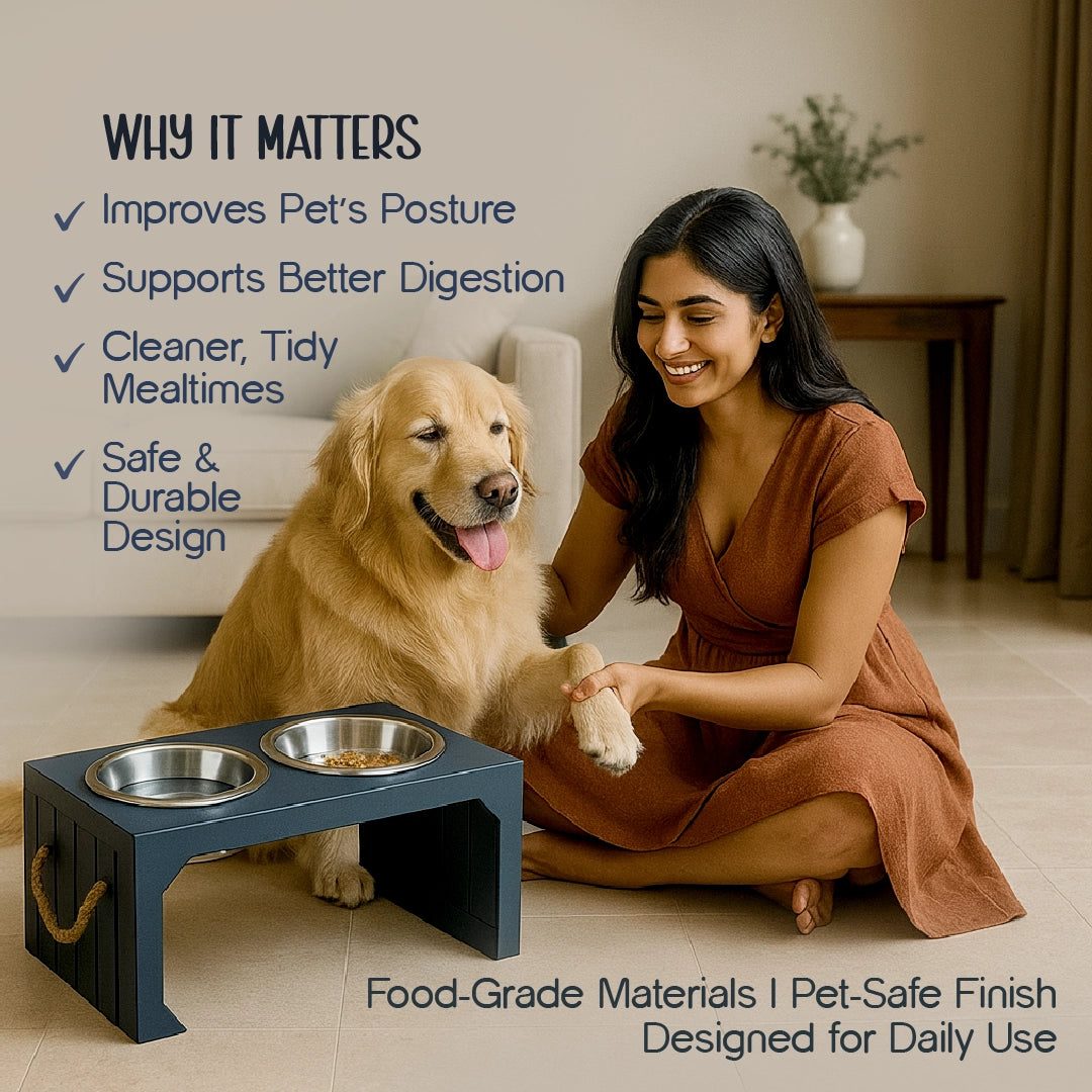 WoodyBowl Elite Duo | Elevated Dog Bowl for Comfort & Clean Mealtime