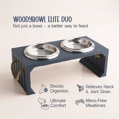 WoodyBowl Elite Duo | Elevated Dog Bowl for Comfort & Clean Mealtime