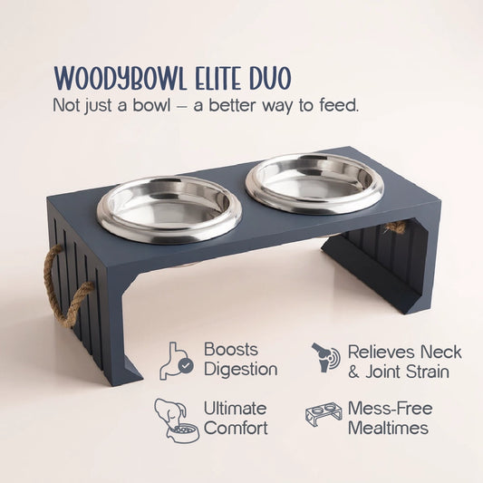 WoodyBowl Elite Duo | Elevated Dog Bowl for Comfort & Clean Mealtime
