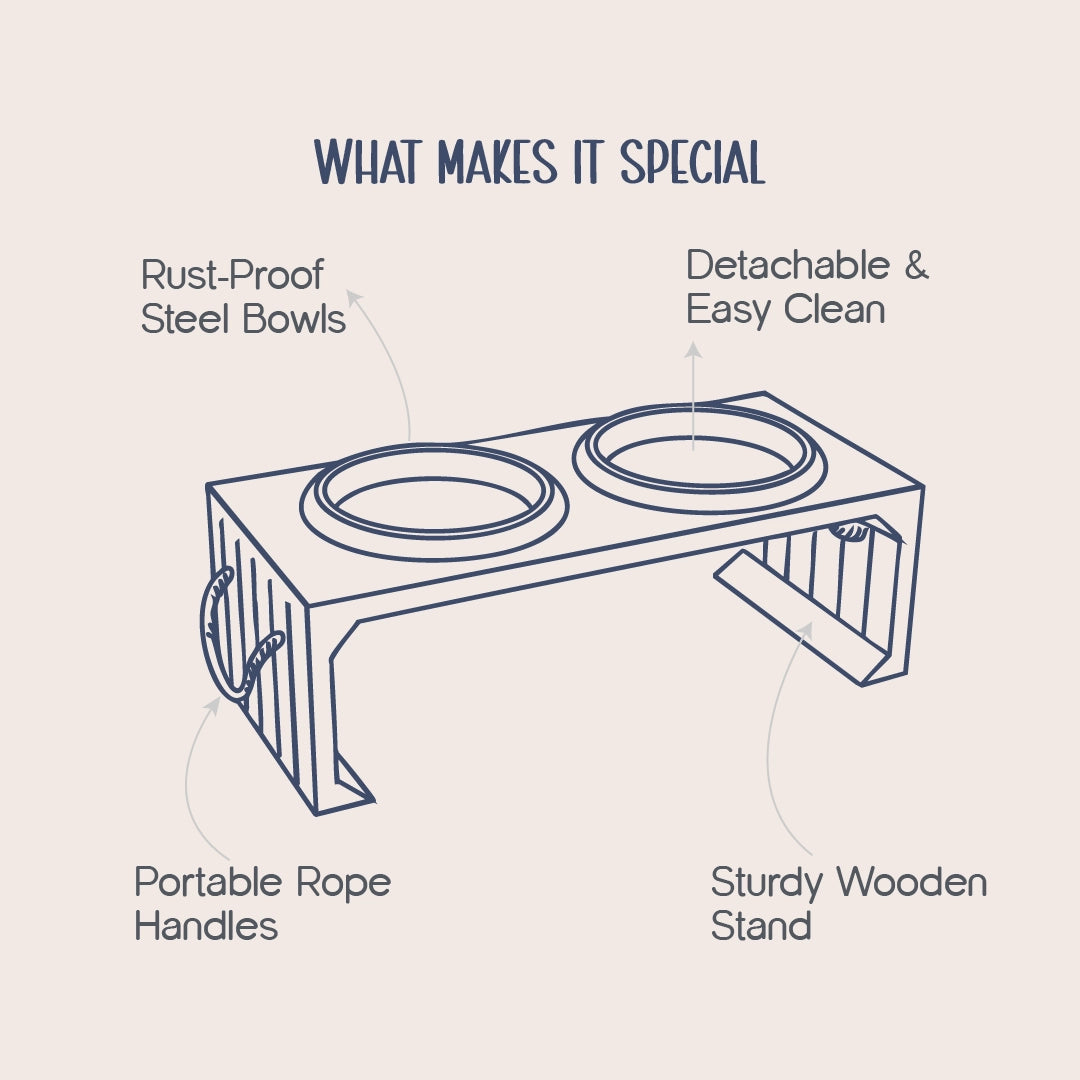 WoodyBowl Elite Duo | Elevated Dog Bowl for Comfort & Clean Mealtime