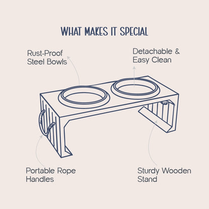 WoodyBowl Elite Duo | Elevated Dog Bowl for Comfort & Clean Mealtime