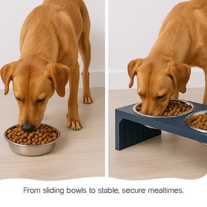 WoodyBowl Elite Duo | Elevated Dog Bowl for Comfort & Clean Mealtime
